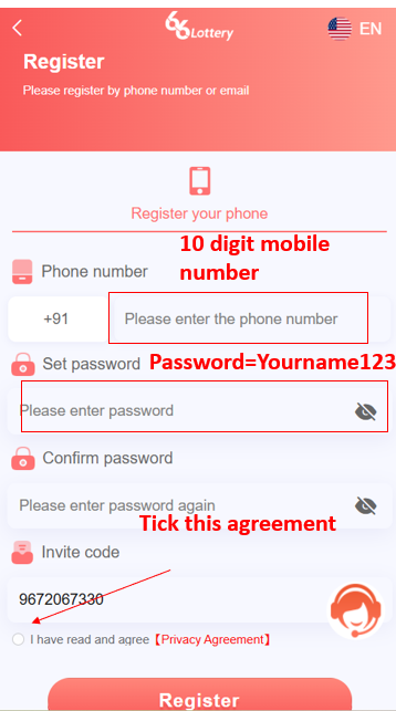 Register 66 Lottery Game-Process with Pictorial View